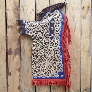 BULL RIDING LEOPARD HAIR ON LEATHER PRO RODEO CHAPS CH103