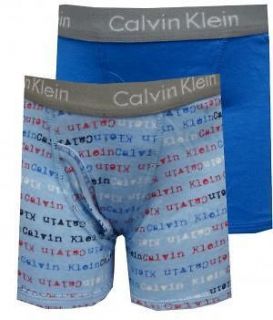 CALVIN KLEIN 2 PACK BOXER BRIEFS UNDERWEAR BOYS 2T 3T BLUE CTE LETTERS