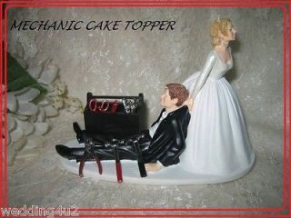 HUMOROUS BRIDAL WEDDING CAKE TOPPER BOX TOOLS MECHANIC