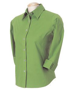 Devon & Jones Button Up Shirt Womens 3/4 Sleeve Stretch Poplin Blouse