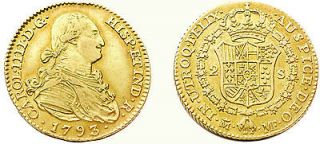 Spain 1793 MF 2 Escudos Gold Coin