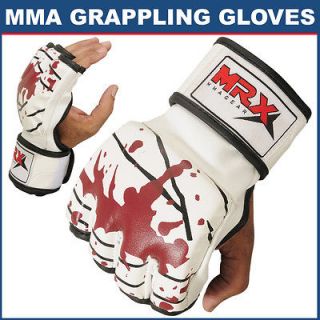 MMA GLOVES GRAPPLING GLOVES CAGE BOXING FIGHT BLOOD WHITE