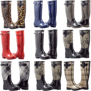 Womens Flat Wellies Rubber Rain & Snow Boots RainBoots * 9 Styles