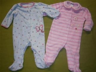 Baby Girls 9 Months * CARTERS * Terry Cloth FOOTED SLEEPERS Sleepwear