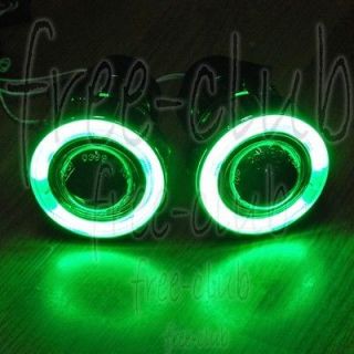 Universal Car Angel Eye Projector Fog Light Green Halo Ring