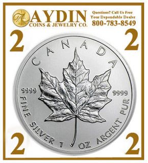 Newly listed 2 2013 1 Ounce Each Canadian Silver Maple Leaf Coins GEM