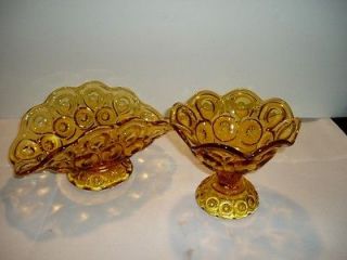 Gorgeous Amber Fenton Glass Moon and Star   2 pieces Mint