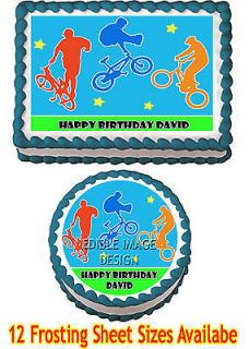 BICYCLE DIRT BIKE EXTREME BMX Birthday Edible Party Cake Image Cupcake