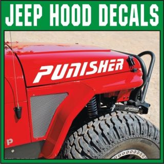 PUNISHER Vinyl Hood Decals / Stickers Jeep Wrangler Unlimited CJ TJ YK