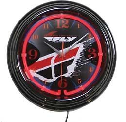 Fly Racing Logo Clock Garage  Neon Lit Face  12 Diameter MX Moto