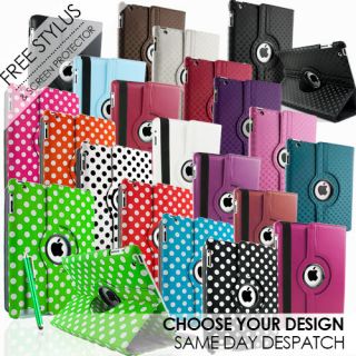 Leather 360 Degree Rotating Case Cover Stand   iPad 2 New iPad 3 with