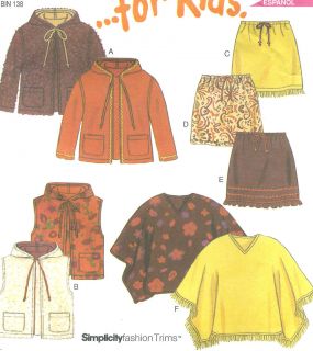 Lined Jacket Vest Hood Skirt Poncho Sewing Pattern Elastic Casing 6048