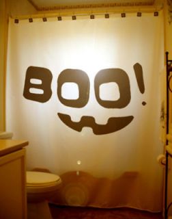 Halloween SHOWER CURTAIN Boo! Scary Smiley Happy Face