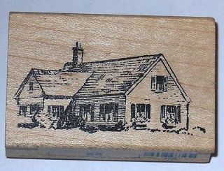 SMALL CAPE COD HOUSE ~ LANDSCAPING SCENERY ~ RUBBER STAMP #2316