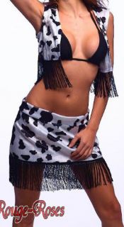 Sexy Cattle Cowgirl Wild West Costume 3PC Vest Skirt t187