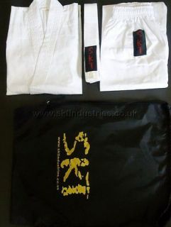 SKT White 8oz Karate Suit Gi 100% Cotton Children Kids Sizes + Free