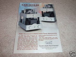 Cary TUBE Amp Ad from 2000,CAD 1610s e, from 2000