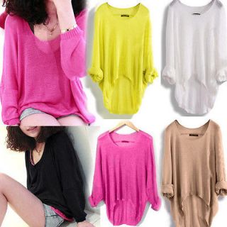 New Women Casual Batwing Knitted Pullover Jumper Loose Long Sweater