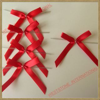 Red Satin Pre Tied Ribbon Bows for cello bags in wedding and Party