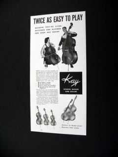 Kay School Basses & Cellos bass cello 1956 print Ad