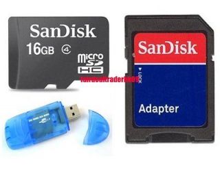 SANDISK MICRO SD SDHC CARD 16GB 16G + ADAPTER + READER