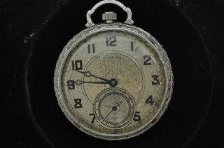 VINTAGE 12 SIZE ILLINOIS 17J POCKET WATCH DOUBLE ROLLER FOR REPAIRS