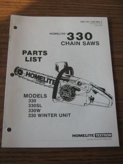 Model 330 SL W Winter Unit Chainsaw Parts List Manual Book OEM