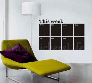 Weekly Planner Calendar MEMO Chalkboard Blackboard Vinyl Wall Sticker