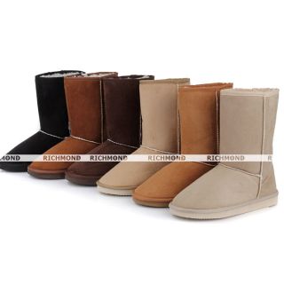 Women Fashion Faux Chamois Leather & Lamb Wool Snow Boots Warm Middle