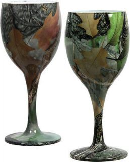 Camo Wine Glasses~set of 2, Green Fall Transition, 8 oz, also in Pink