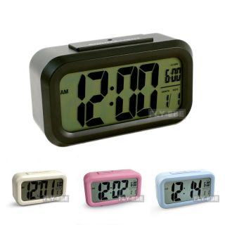 Light sensitiv e LCD Digital Snooze Alarm Clock with White LED