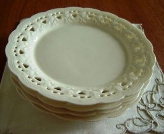 Porcelain Plates Dessert Salad Cream Lace Skye McGhie 4 round plate