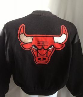 * Black Chicago Bulls Varsity Letterman Style Leather, Wool Jacket