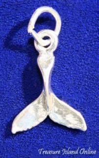 SMALL WHALES TAIL 3D .925 Solid Sterling Silver Charm NEW