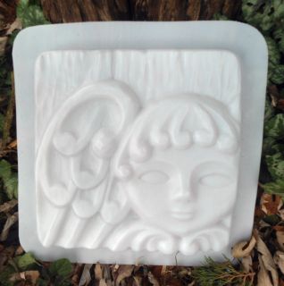 Plaster concrete cement angel plaque plastic mold garden casting angel