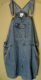 Cherokee Womens Blue Denim Bib Shortalls Overalls Jean Shorts Sz Size
