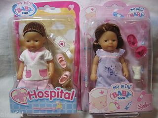 New Zapf Creation My Mini Baby born doll HOSPITAL GIRL 6 LOT 2 PCS