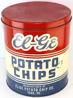 1940s EL GE Potato Chips (Girl Marching) 1 LB. York, PA. Tin Can