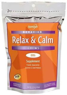 TOMLYN RELAX & CALM CHEWS DOG 45CT ALL BREED NEW SEALED 