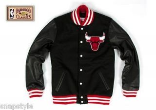 New NBA Chicago Bulls Mitchell & Ness Varsity Jacket Leather Sleaves