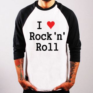 Love Rock & Roll band music gift Baseball t shirt 3/4 sleeve Raglan