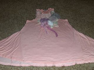 Charming Charlie pink long tank top,flower embellished bust,fan out