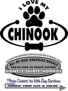 Chinook Dog Love My Paw Bone Sticker Decal 4 Laptop Car Wall Dog Dish