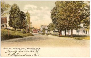 119a 1908 Postcard Main Street Looking West Fremont NH New