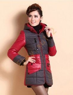 Cotton Padded Hooded Winter Warm Padded Puffer Long Zip Up Jacket Coat