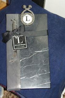 BLACK MARBLE CHEESE CUTTING BOARD WITH KNIFE NEW