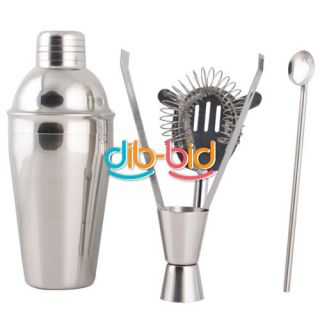5Pcs Stainless Steel Cocktail Shaker Martini Drink Mixer Tool Home