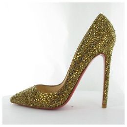 Christian Louboutin pigalle gold glitter strass crystal shoe pump 35.5