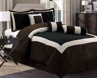 New Chocolate Brown Black Bedding Hampton Comforter Set Queen King Cal