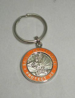 St Christopher Rides Harley Motorcycle Key Chain Medal